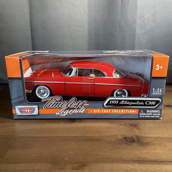1955 Chrysler C300 Red 1/24 Scale Diecast Model Toy Car Motor Max - Picture 1 of 7